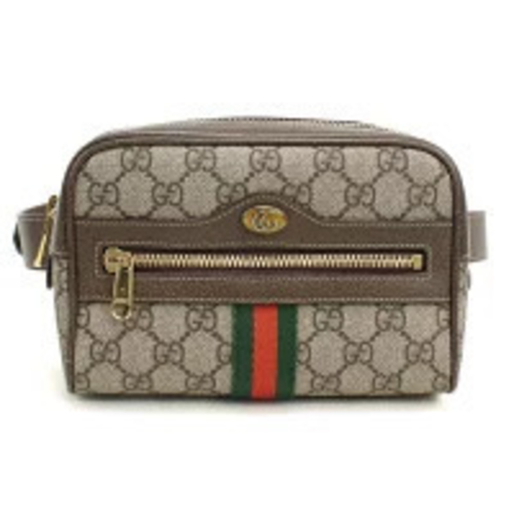 Gucci Body Crossbody Waist Bag Ophidia Belt Leather Beige Cream